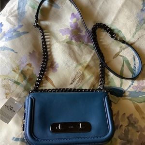 Coach Leather Swagger Crossbody Tea Rose Appliqués NWT